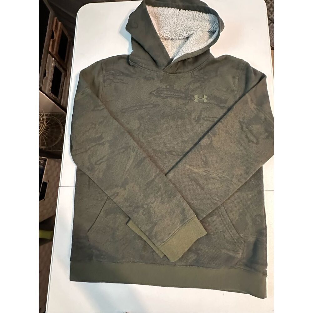 Under Armour Kids' Olive Green Camo Fleece Lined Hoodie Size Youth XL